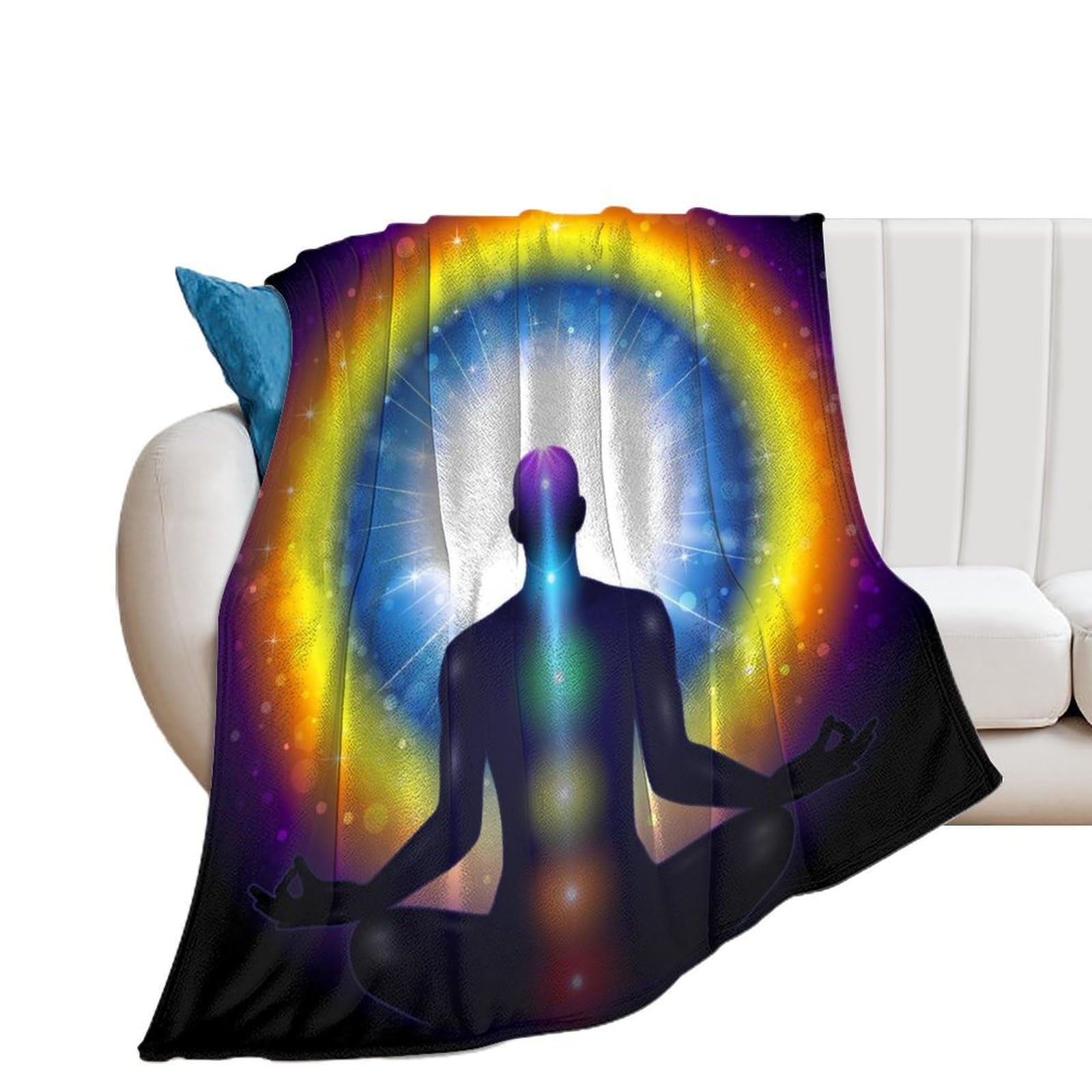 Couverture polaire mandala douce en flanelle idéale pour vos soirées cocooning sur le canapé