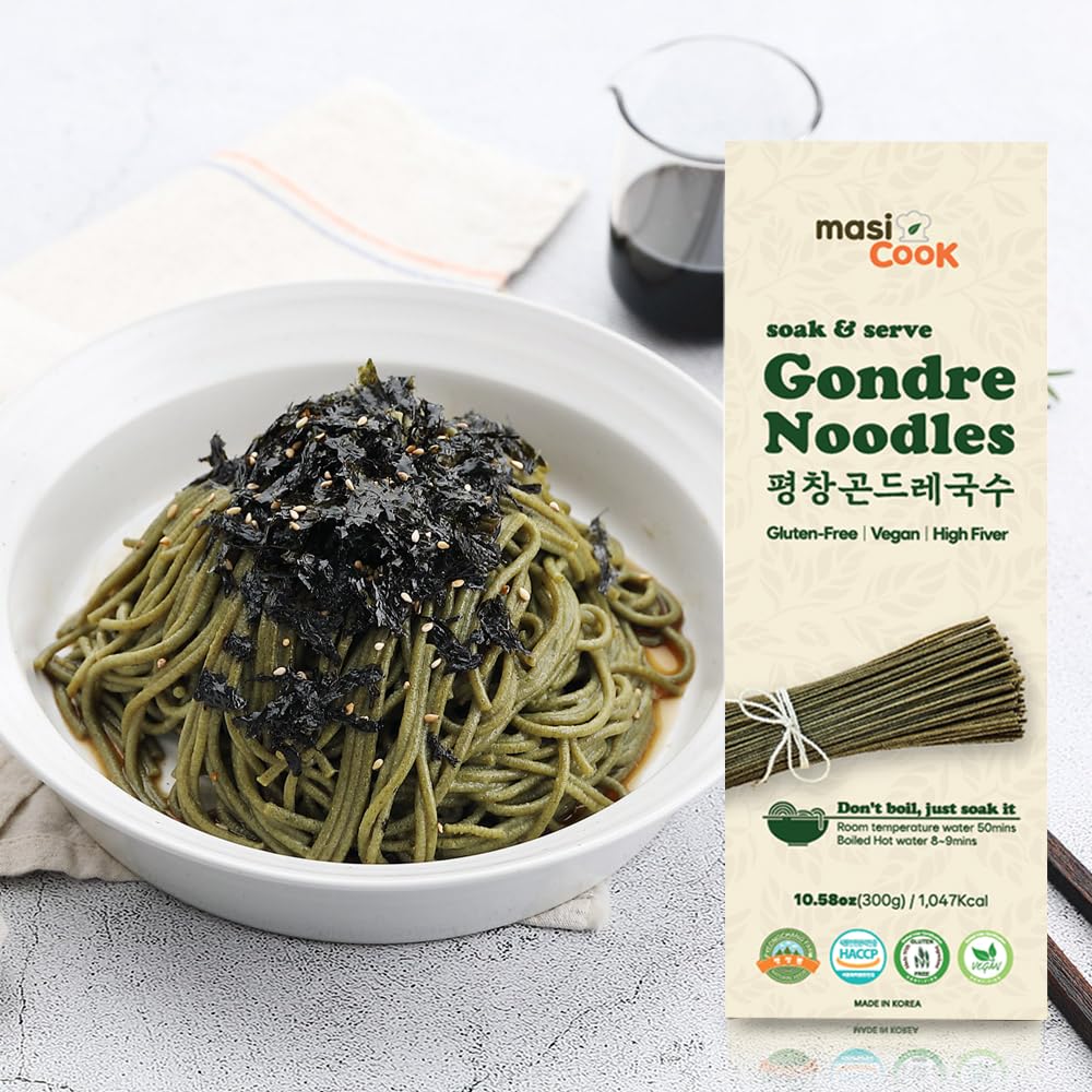 masi Cook Pyeongchang Gondre Noodles Non fried Guksu, Noodle Korean Food 곤드레국수 300g (10.58oz), 1,047Kcal