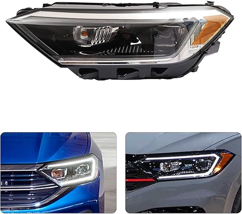 Miniatura 4 de CNCEST Faro delantero LED izquierdo con DRL para Volkswagen Jetta 2019 2020 2021 2022 - Carcasa negra  Ajuste directo - Lado delantero izquierdo del