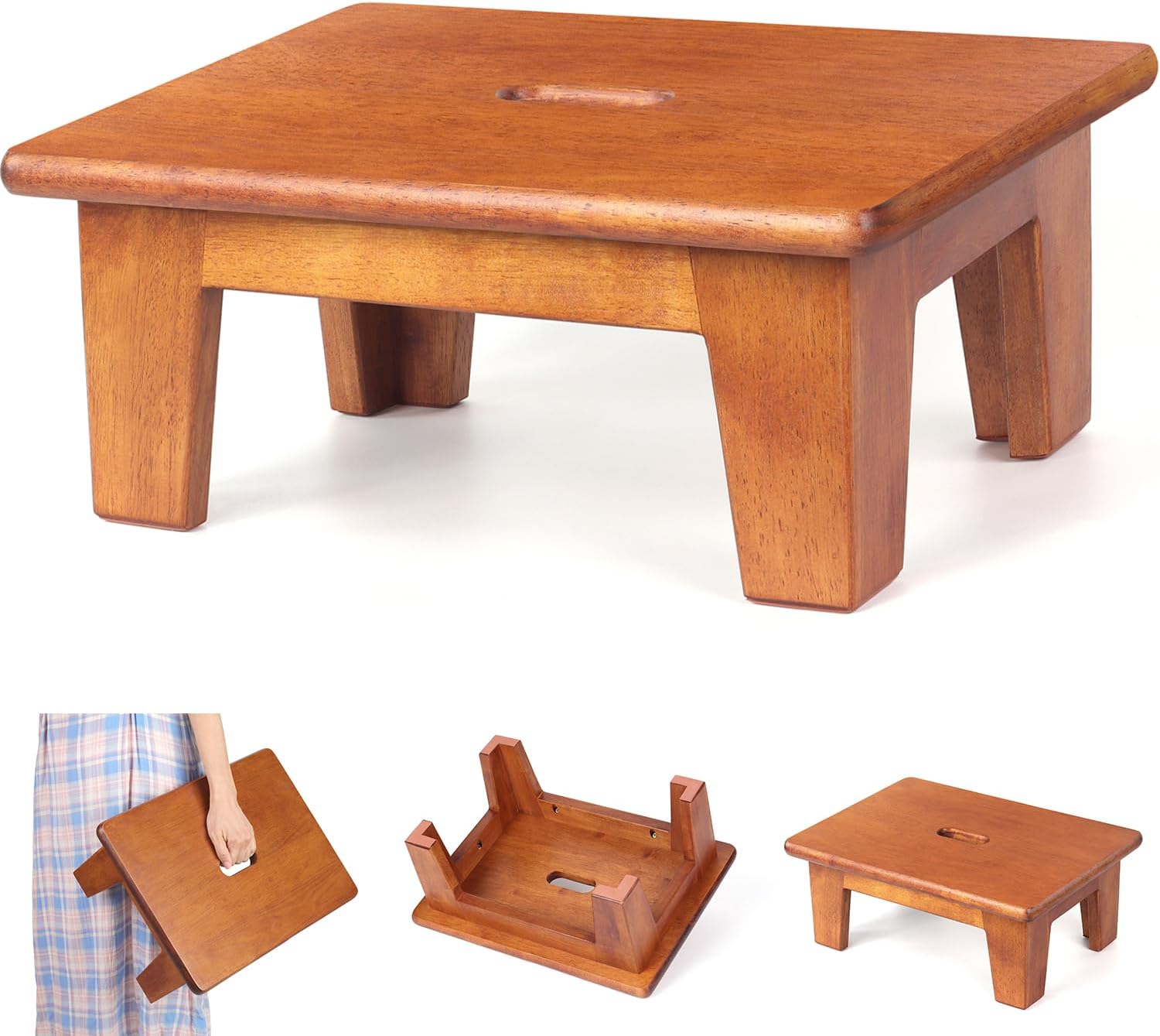 Wooden Step Stool (16.5" Dx12 Wx6.5 H) No Assembly Needed