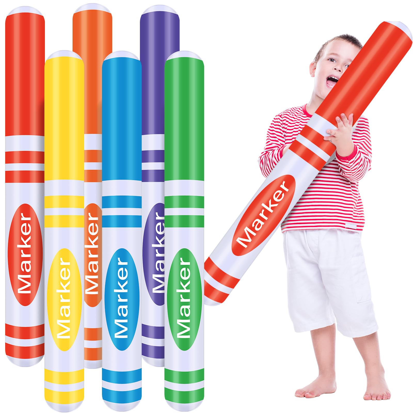 Blueweenly 12 Pcs 27 Inch Gaint Inflatable Marker Back to School Inflatable Decorations Large Blow up Marker Set Birthday Party Favor for Back to School Home Office Party Decor Photo Prop