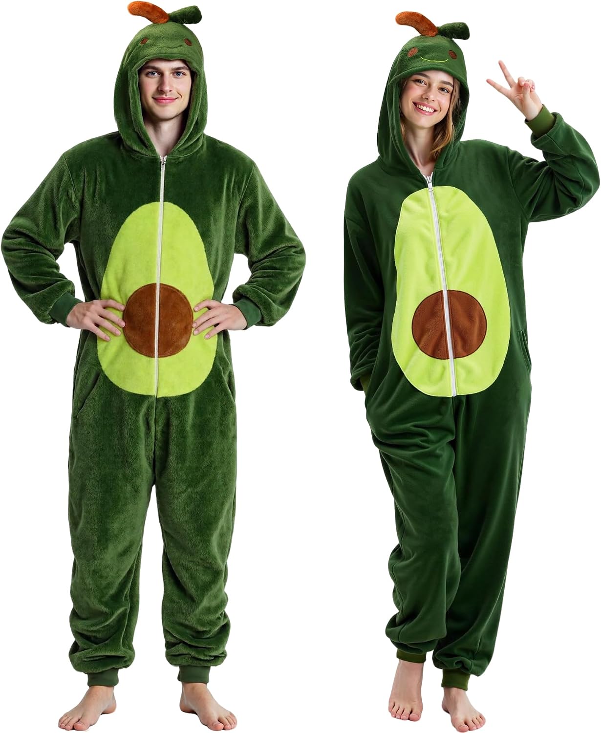 Adult Avocado Onesie Pajamas Unisex Adult One Piece Pajamas for Halloween Costume Sleepwear Homewear