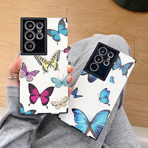 Miniatura 7 de Diseño De Mariposa De Color Lindo Compatible Con Samsung Galaxy S23 Ultra Funda De Teléfono Cubierta Protectora De Silicona De Cuero De Moda Para