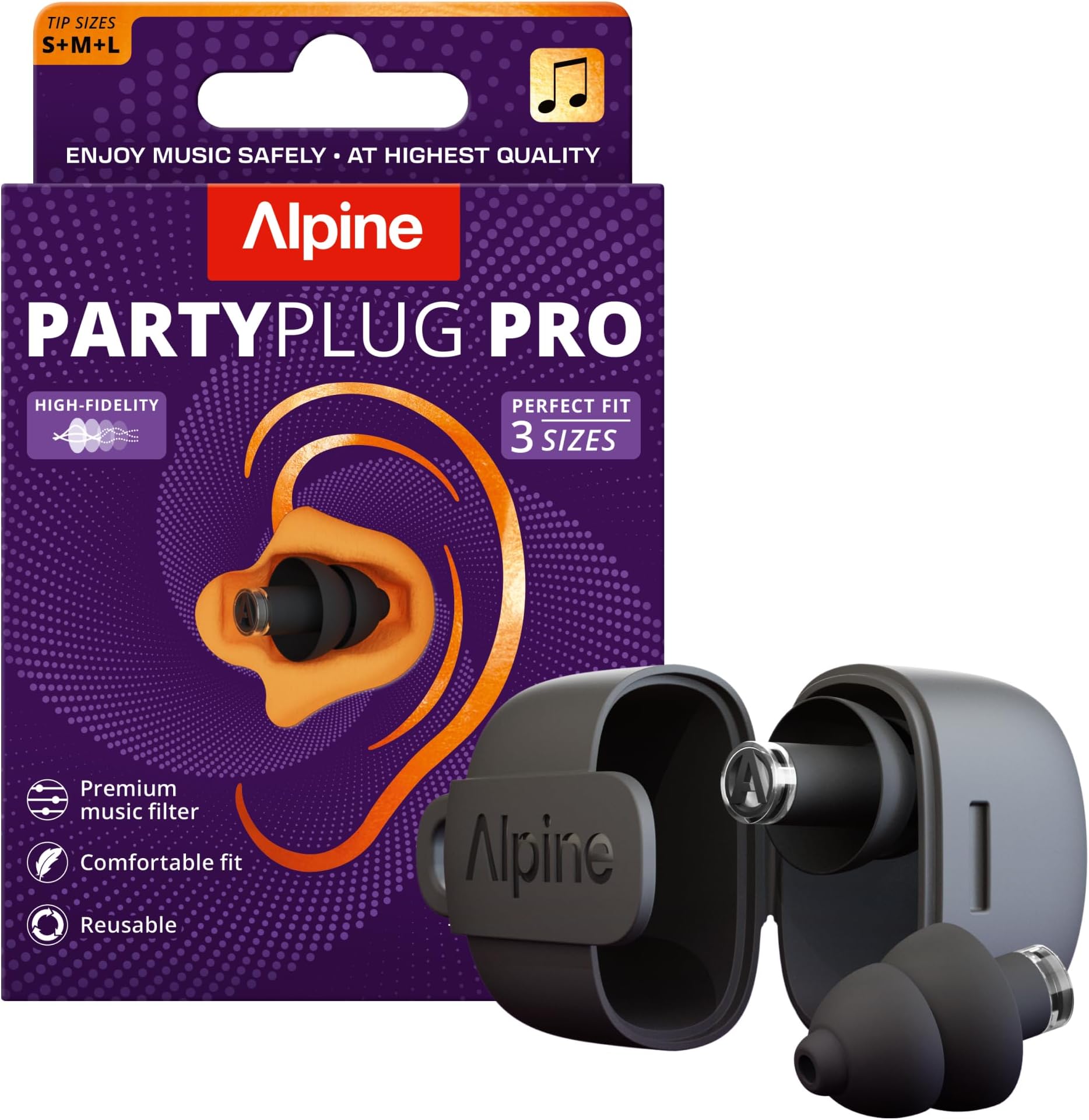 Alpine PartyPlug Concert Ear Plugs - Noise Reduction Ear Plugs for Party, Con...