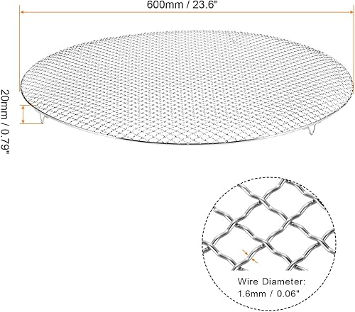 Miniatura 15 de HARFINGTON Rejilla redonda de 6.5 pulgadas de acero inoxidable 201 con alambre cruzado para barbacoa con patas de 0.787 in para cocinar hornear al