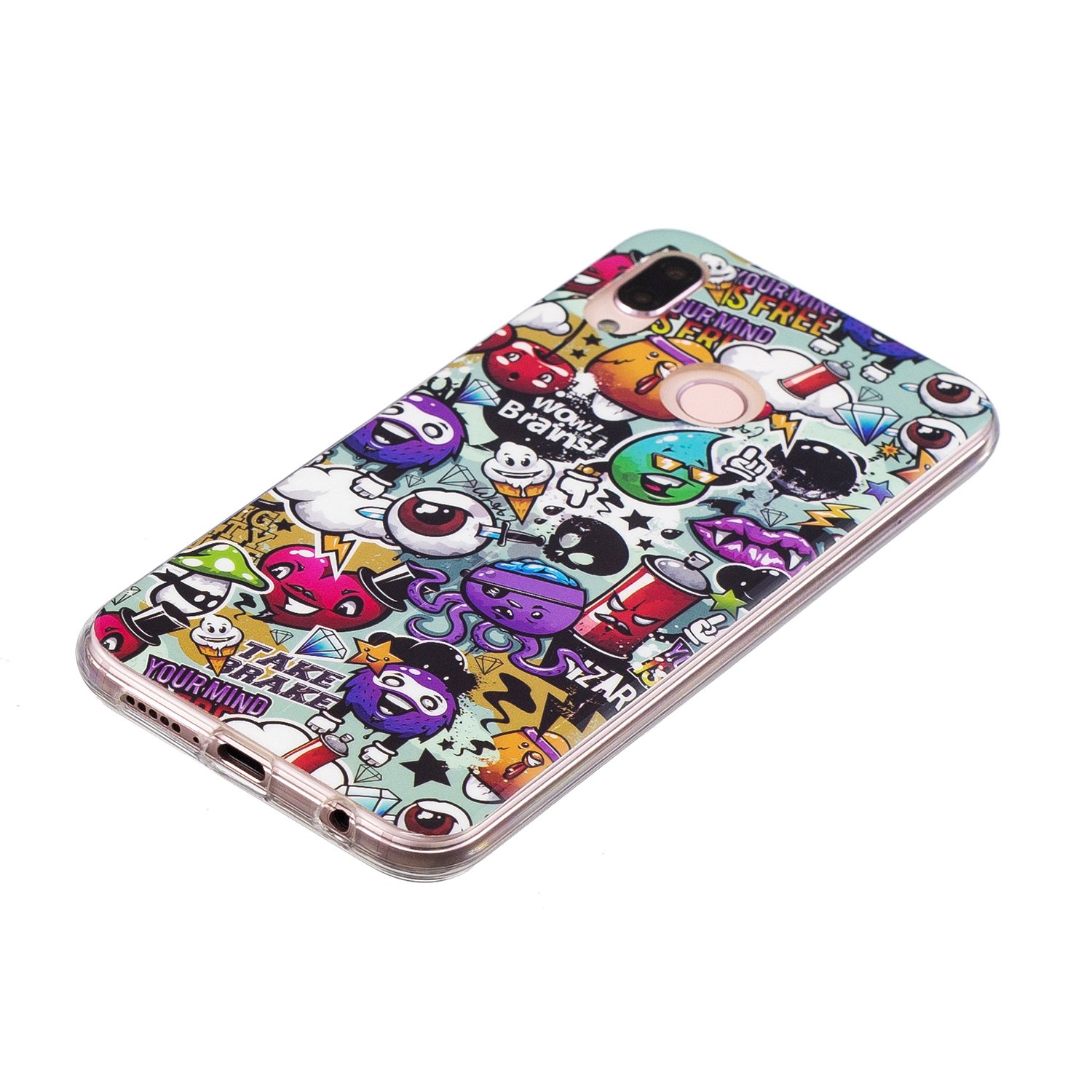 DasKAn Luminosa Custodia per Huawei P20 Lite,Fluorescente Colorato Arte Pittura Nottilucente Glow in Dark Cover Antiurto Flessibile TPU Silicone Custodia Protettiva per Huawei P20 Lite,Graffiti