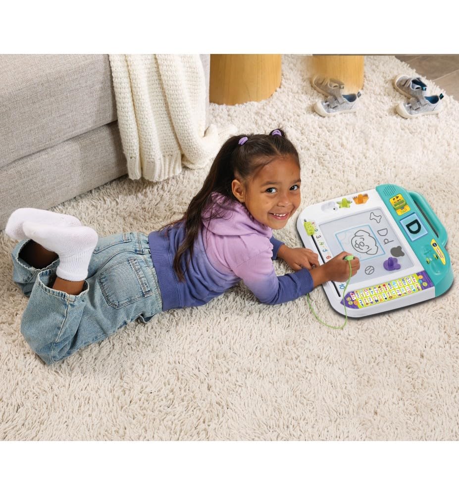 VTech - Lavagna artistica digitale Tratti e disegni, schermo LCD, voce interattiva, giocattolo educativo 3-8 anni, versione ESP