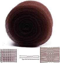 Hair Sponge for Updo, Hair Bun Donut & Volume Bumps Tool, 70 Inch Hair Padding with 70 Bobby Pins, Styling Clip Accessories for Women, Lady, Girl (Dark Brown)