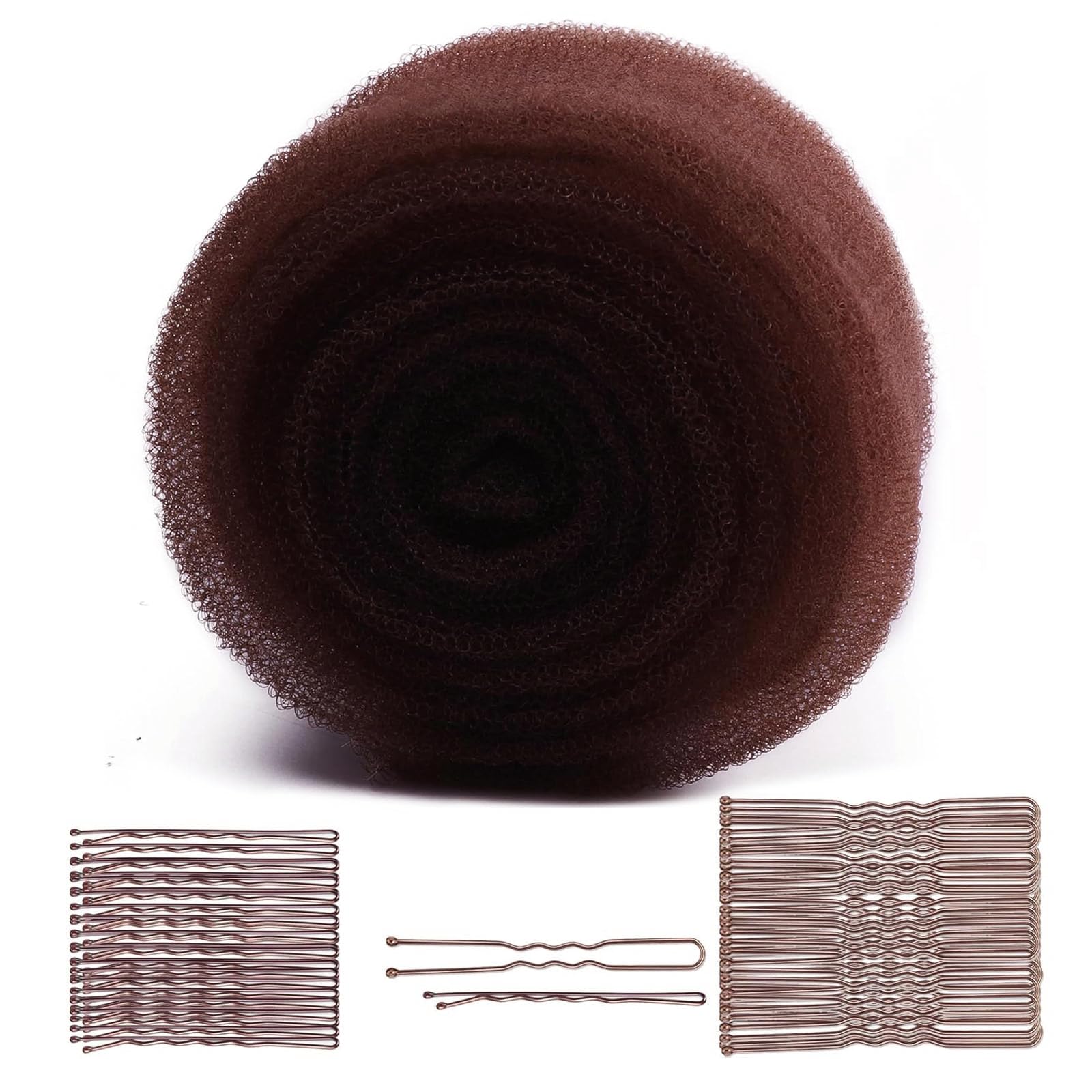 Hair Sponge for Updo Hair Bun Donut & Volume Bumps Tool, 70 Inch Hair Padding with 70 Bobby Pins