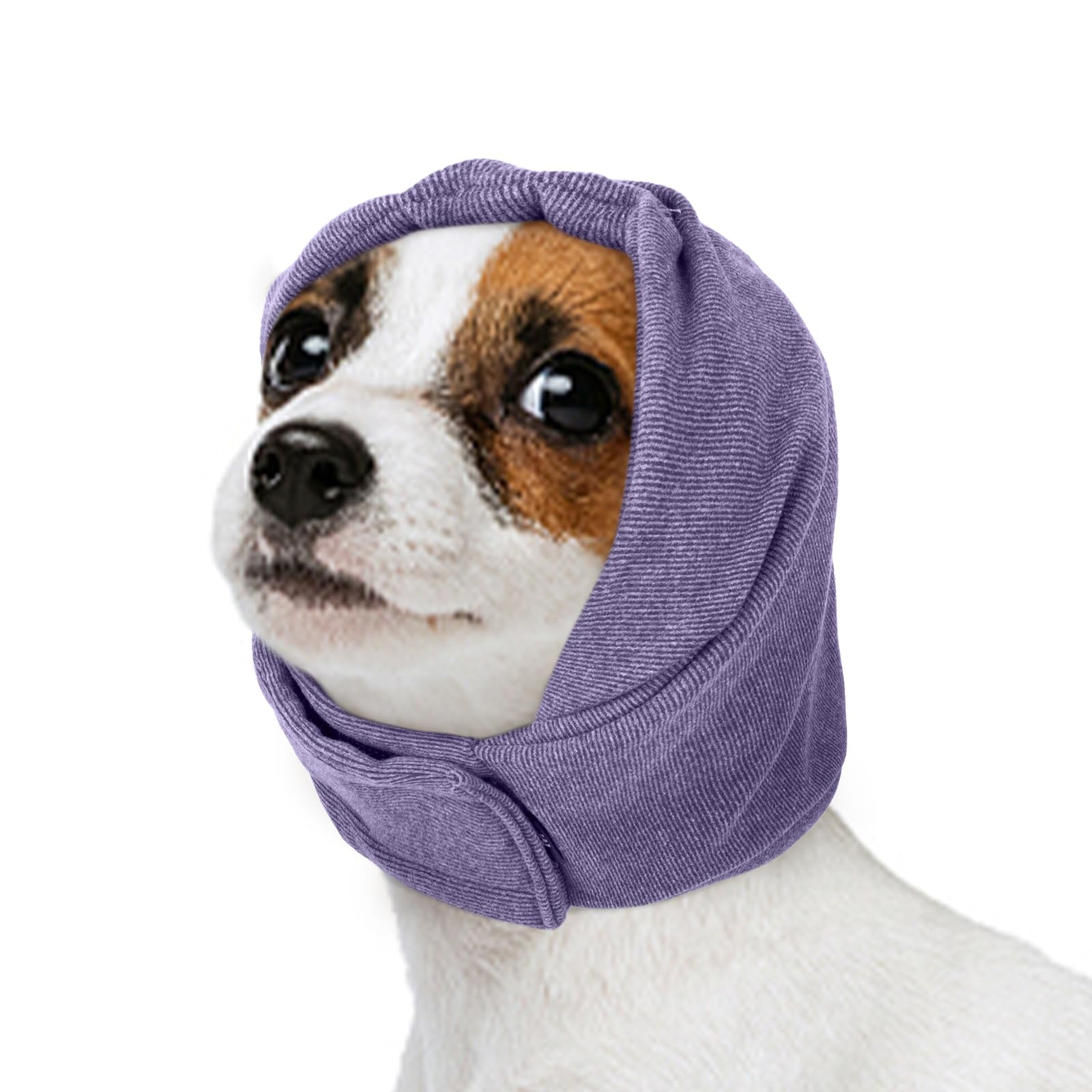 Kuoser Dog Calming Hood for Noise Anxiety Relief – Adjustable Velcro Ear Protector & Muff for Grooming, Fireworks & Thunder (Purple, Size S)
