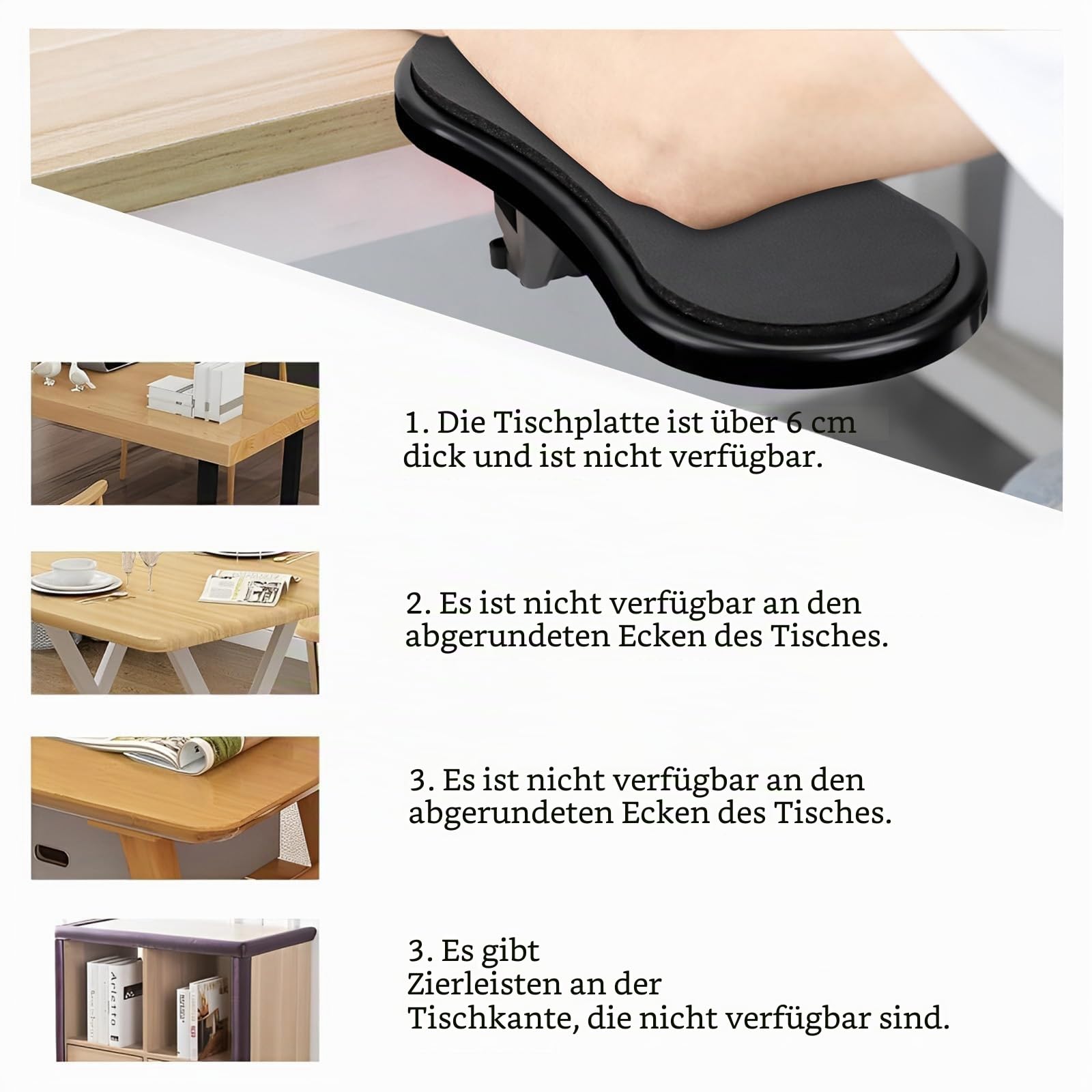 Verstellbare Armlehnenhalterung für Computer, Mausarmauflage, Ellenbogenstütze, Tastaturarmlehne, Drehbarer Ständer für Tisch, Schreibtisch, Stuhl, Schreibtisch (Schwarz)
