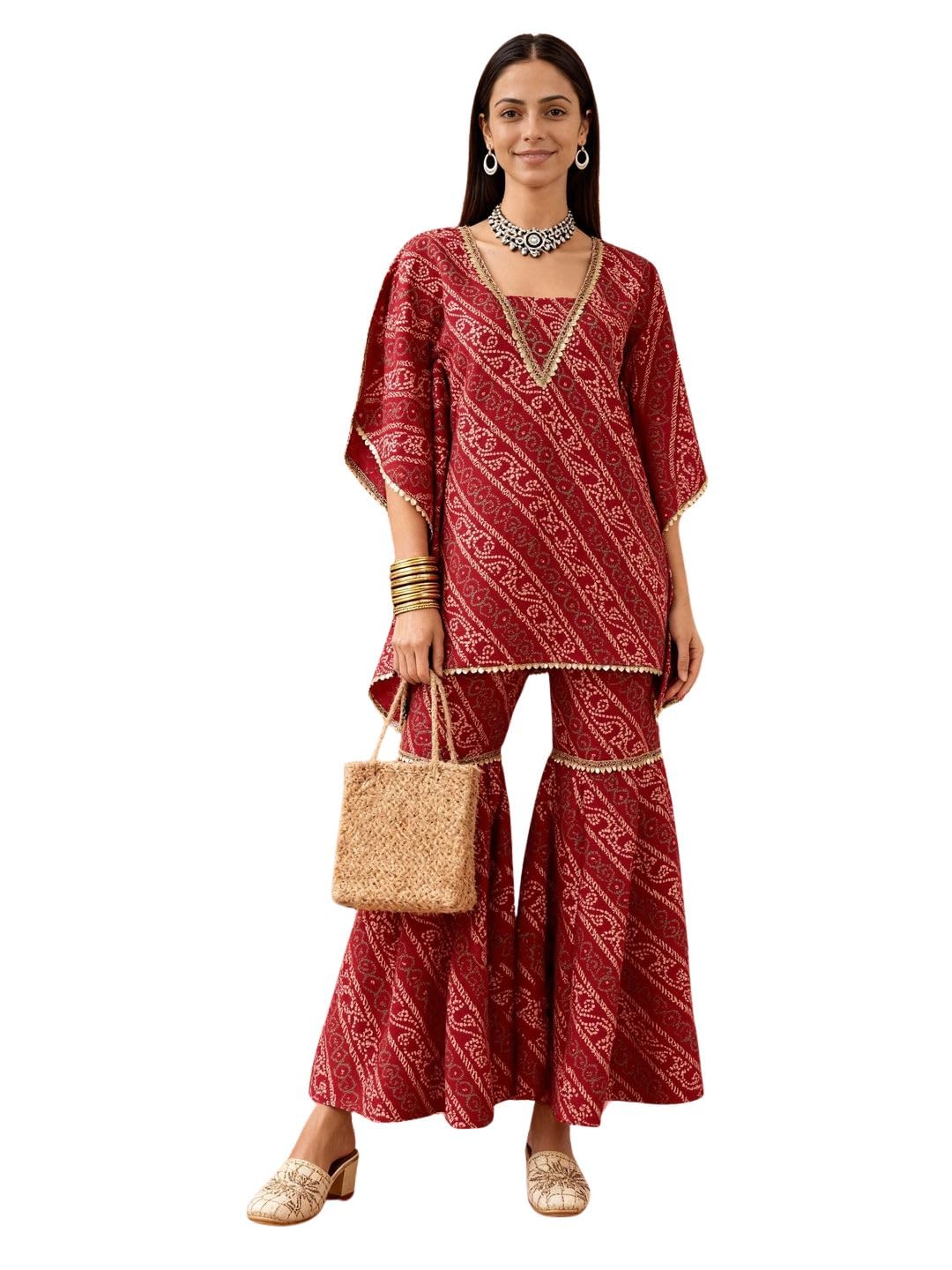 Women Cuban Collar Cuffed Sleeves Embroidered Detail Pockets Shirt Style Tunic & Trousers Co-Ord Set-image-37