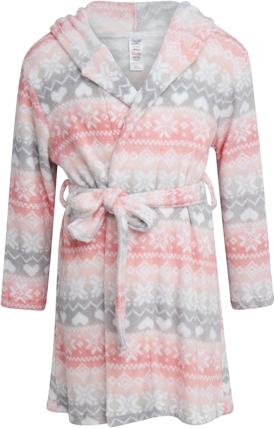 Rene Rofe Girls Robe - Cozy Warm Soft Fleece Hooded Belted Plush Dress Bath Robes for Girls with Holiday Prints