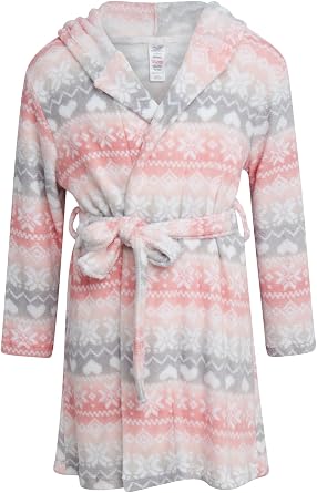Rene Rofe Girls Robe Soft Fleece Hooded Belted Plush Bath Robe