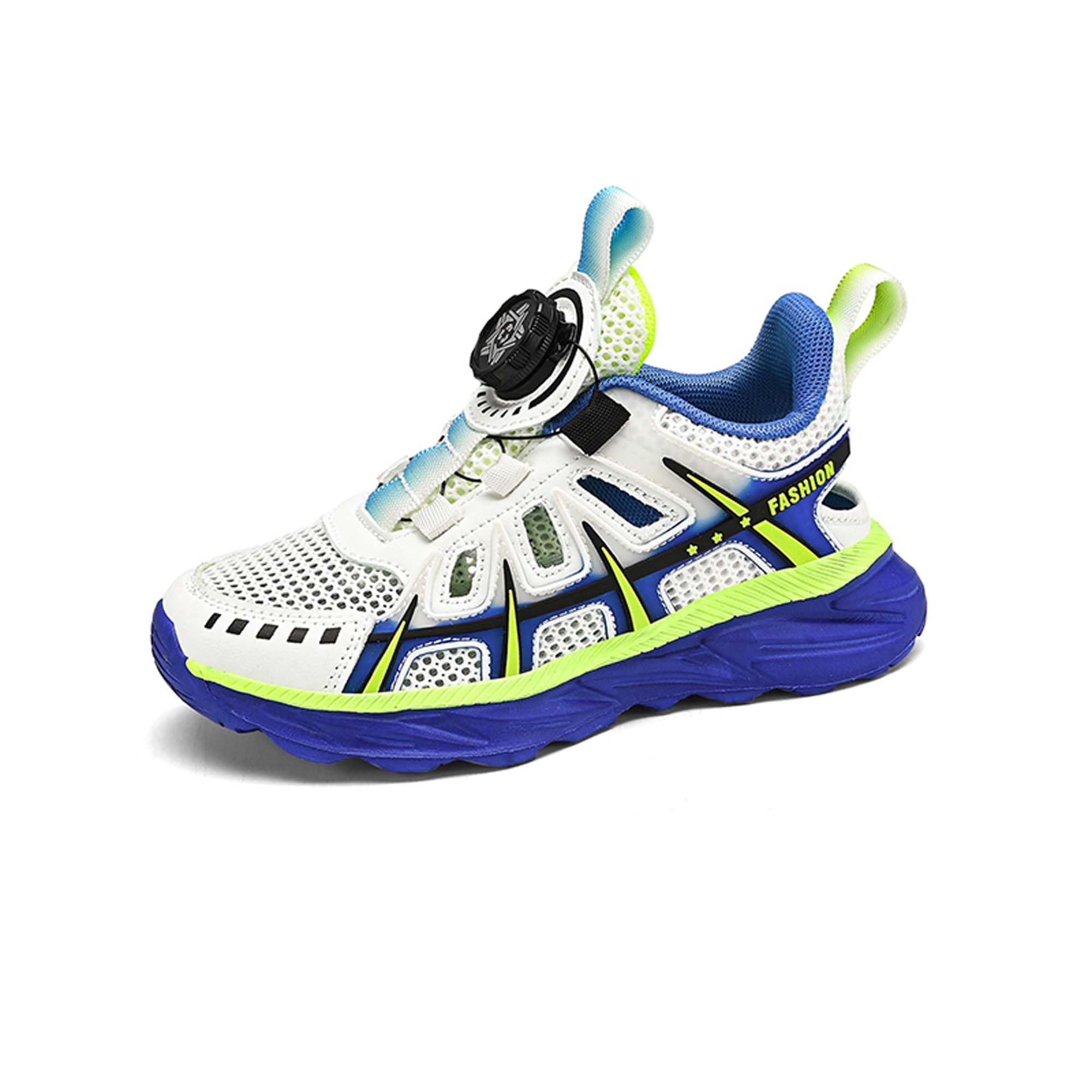 KSYVUCRD Kids Summer Rotating Knob Low Top Shoes Hollow Heel High Elasticity Running Shoes Mesh Fabric Cloth Surface for Badminton Beginner Training Shoes Indoor Badminton Gymnasium Blue