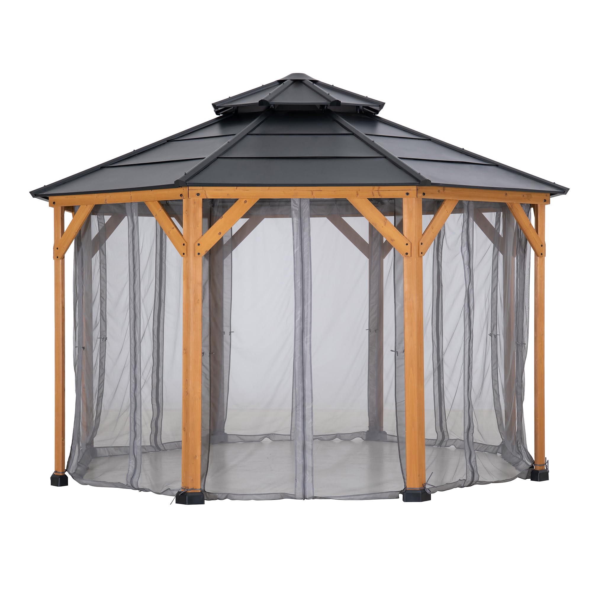 Sunjoy Grey Netting Gray Polyester Mosquito Netting Gazebo 8-Panel Screen Walls For Outdoor Patio For 3.95 X 3.95M Octagon Hardtop Gazebo
