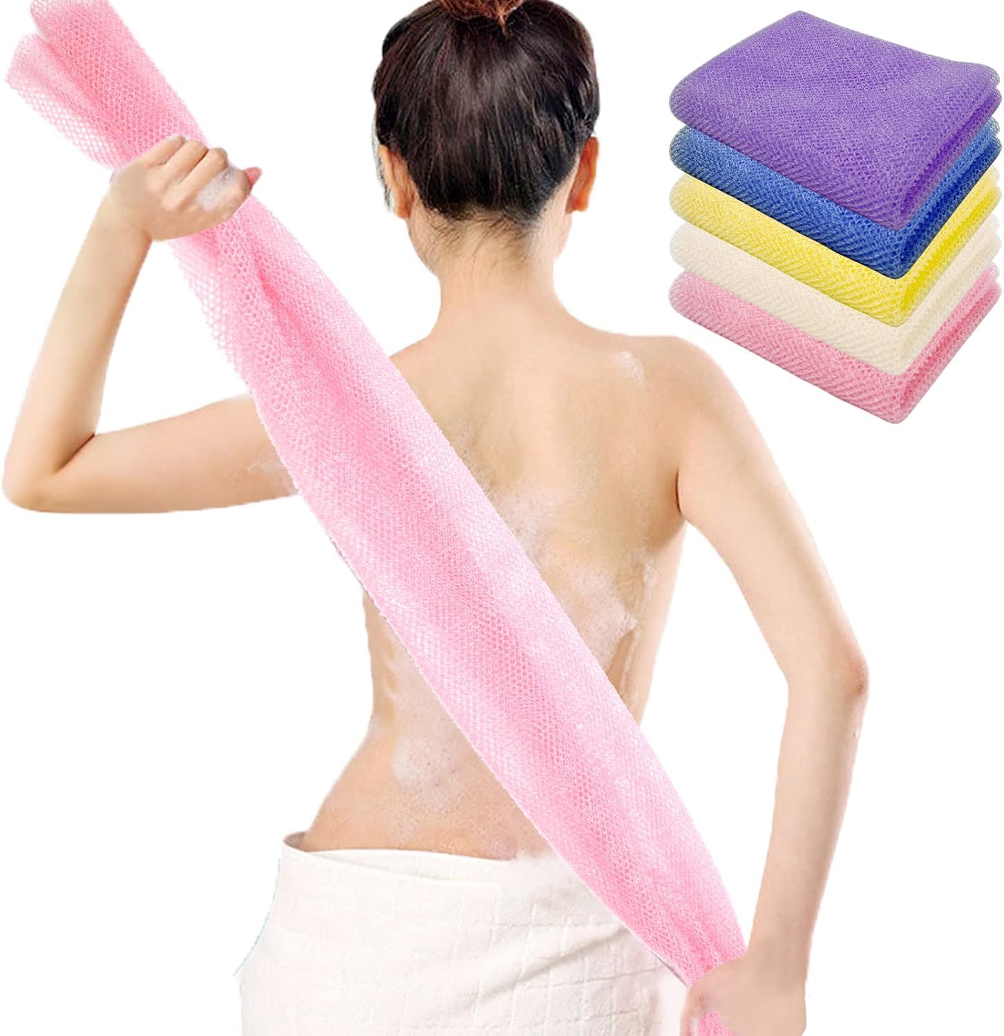 ztocoz Exfoliating Washcloth Body Scrubber Back Scrubber for Shower Japanese Beauty Washcloth Bath Wash Cloth African Net Exfoliation Luffah Towel Net Sponge Loofah Body Scrub 1 Pack-picture-46