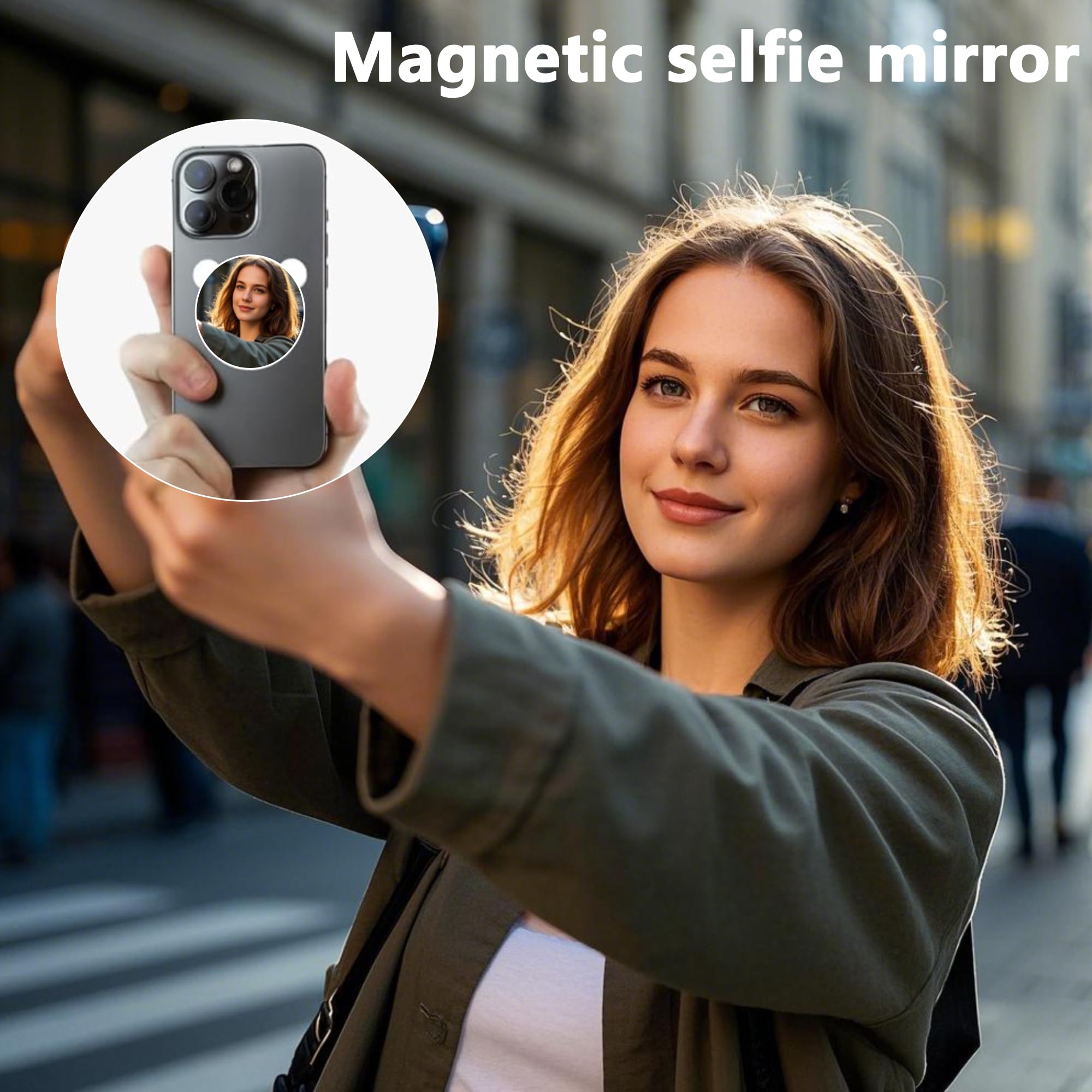 WIizyzfhy 2025 Magnetic Selfie Mirror For Rear Camera Suitable For IPhone 16 15 14 13 12 Pro Max Plus Magsafe Protective Case And All Smartphones
