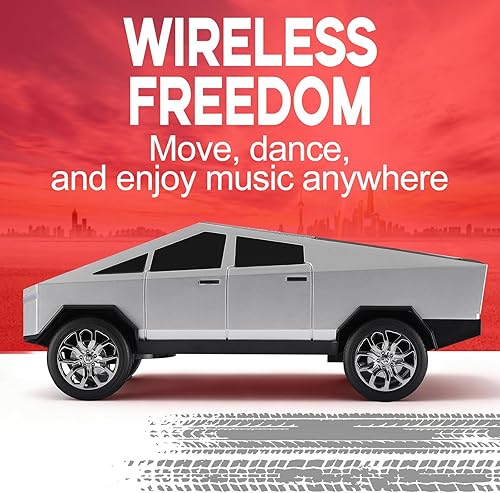 Vista 3 de Futuristic Shapes - Altavoz Bluetooth para camión con pantalla LED - TWS estéreo, radio FM, reproducción USB/TF, faros LED, micrófono integrado