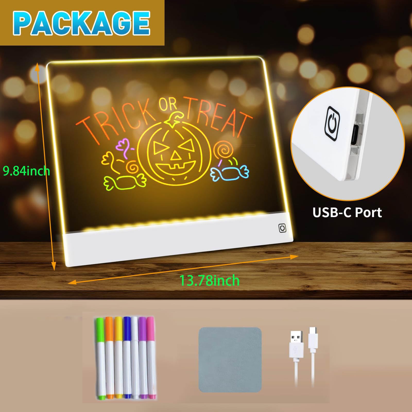 Table de dessin LED rechargeable de 35,7 cm, lumière modifiable, 7 couleurs RVB transportable