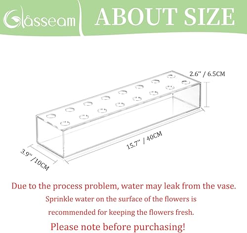 Miniatura 5 de Glasseam Jarrón de acrílico transparente, juego de 2 jarrones rectangulares largos para centros de mesa, jarrones decorativos rectangulares