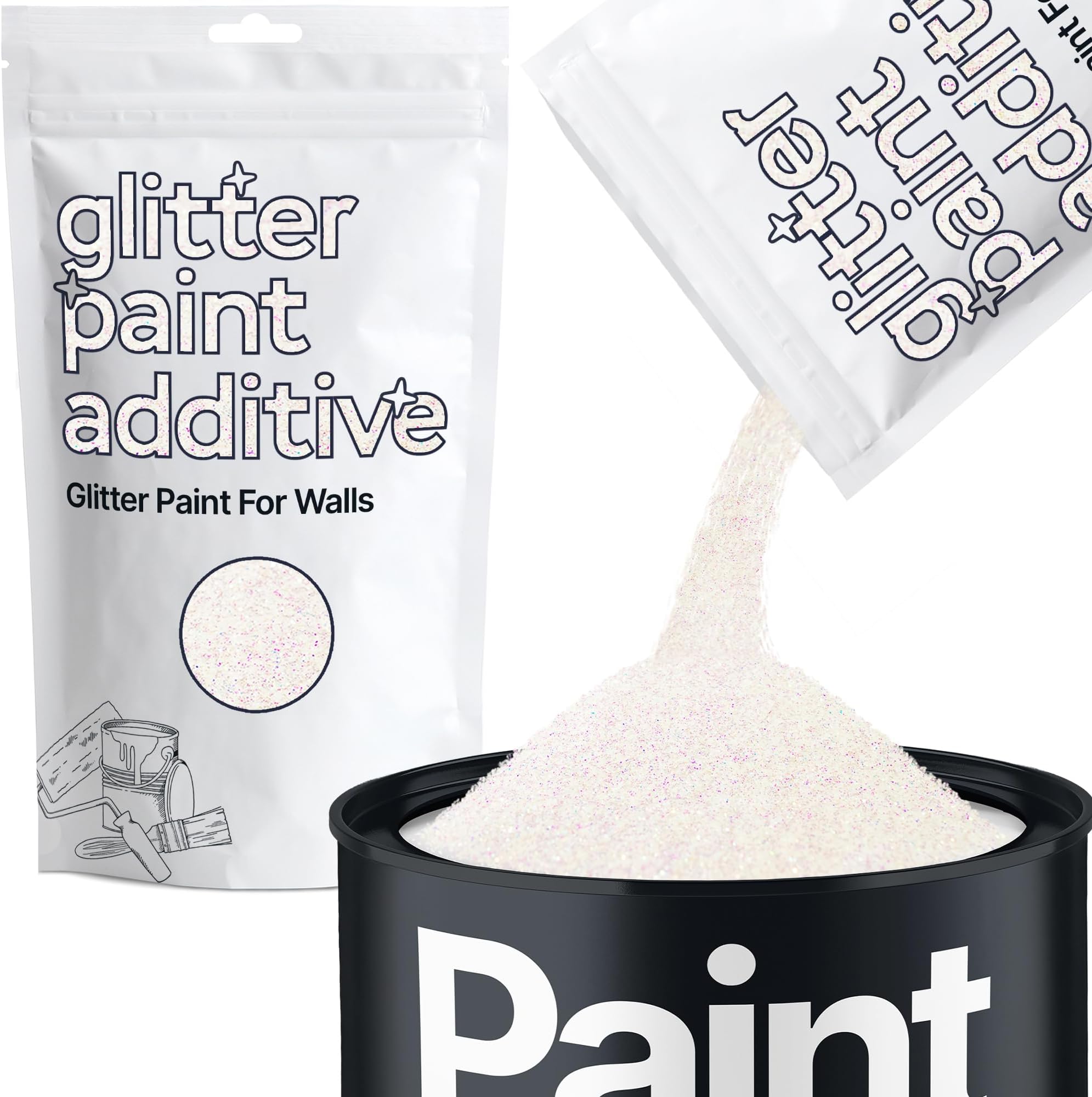 Glitter Paint Additive 110g / 3.5oz Acrylic Latex Emulsion Water Based Paints Interior/Exterior Wall, Ceiling, Wood, Metal, Varnish, Dead Flat, Matte (Mother of Pearl)