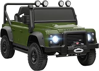 AIYAPLAY Voiture Électrique Enfants Land Rover Defender 110 SVX 12V Vert | Buggy Électrique Enfant, Télécommande 2,4G, 2 Moteurs, 3 Vitesses, 4 Roues à Suspension, Musique, Lumières, Klaxon, 3-5 Ans