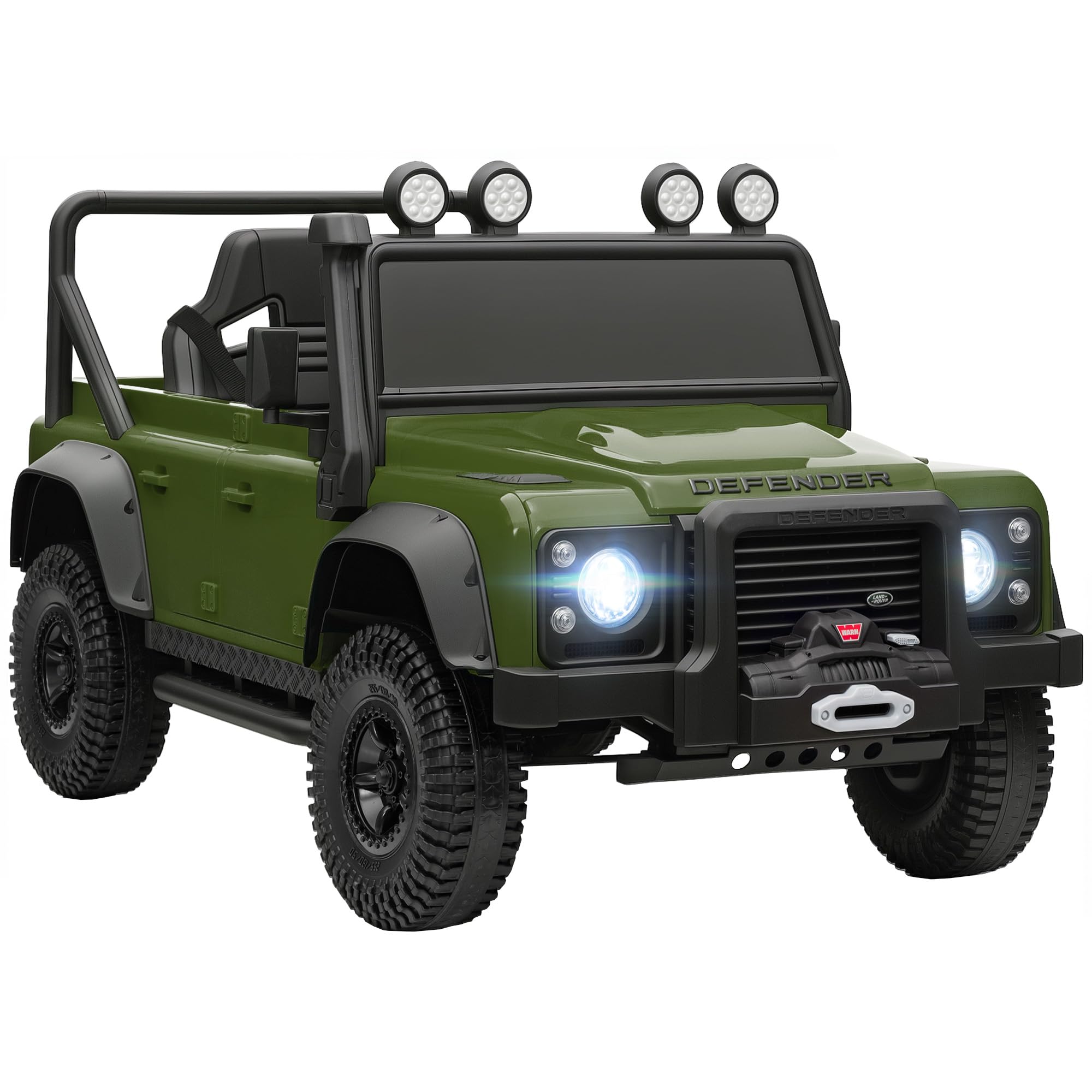 AIYAPLAY Land Rover Licensed Electric Car for Kids, 12V Battery-Powered Ride on Car with Remote Control, Music, Horn, Suspension Wheels, LED Lights, Off-Road Toy for 3-5 Years Old, Green