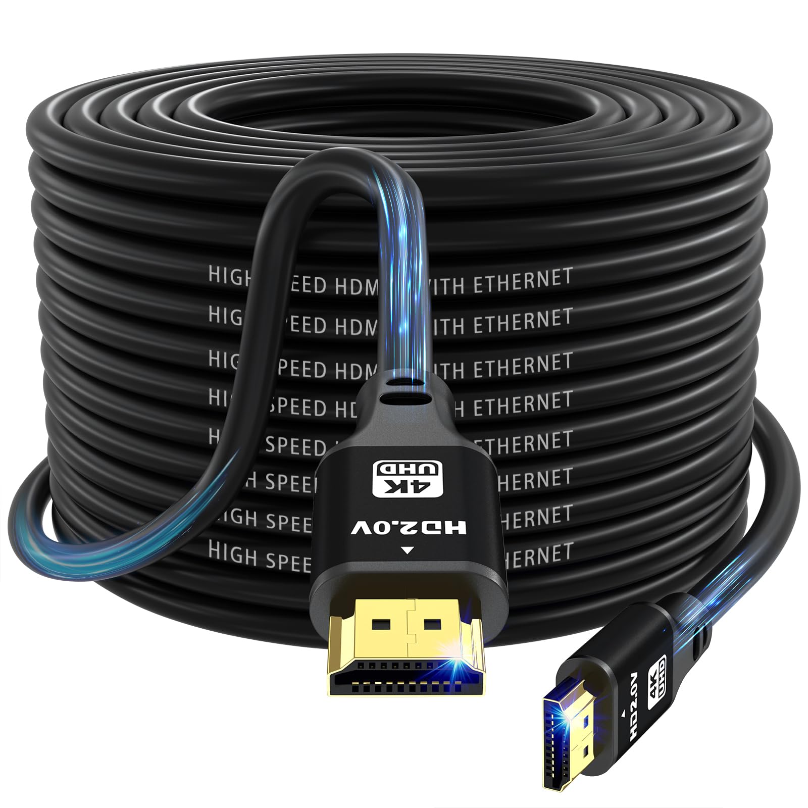 jojobnj HDMI Cable 75ft, 48Gbps 8K@60Hz 4K@120Hz, HDCP 2.2 & 2.3, DTS:X, HDR 10 Compatible with Roku TV/eARC/3D/PS5/HDTV/Laptop/Blu-ray High Speed HDMI Cable(Black)