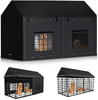 ciclvx 900D Heavy Duty Outdoor Dog Kennel Cover for 8x4x6 ft Cage - Waterproof Windproof with EVA Windows & Breathable Mesh, Black