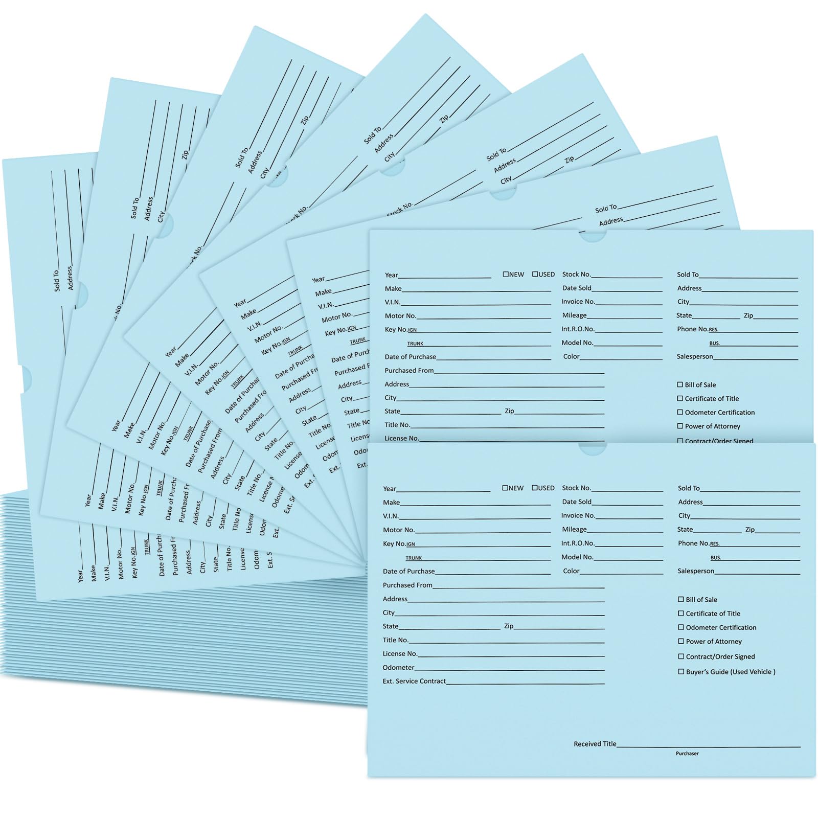 120 Pcs 9 x 12 In Vehicle Dealer Jackets for Car Sales 32lb Colored Printed Deal Envelopes Dealership Supplies File Jackets Automotive Folders for Car Dealerships(Baby Blue)