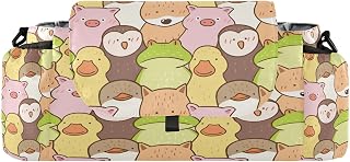Kigai Universal Baby Stroller Organizer, Cute Animals Detachable Stroller Caddy Accessories Bag with Insulated Cup Holder and Adjustable Straps for Diaper, Phone, Toys
