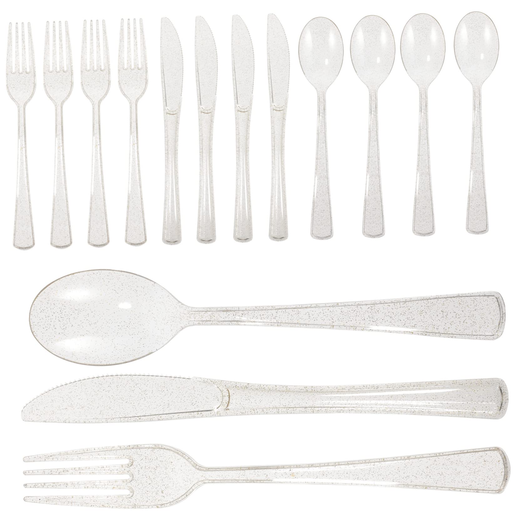 Healeved Gold Tableware Set 1 Set Disposable Plastic Cutlery Elegant Party Serving Forks Kit
