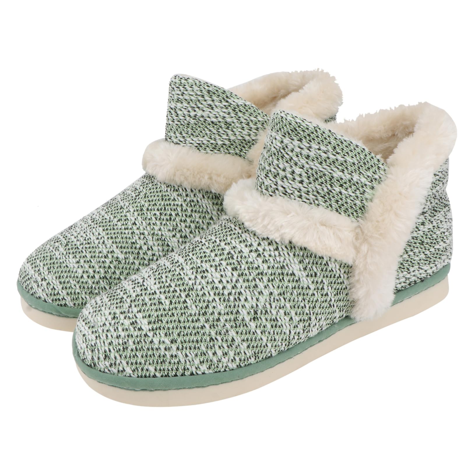 VALICLUD Scarpe Di Cotone Stivaletti Per Donne Eleganti Scarpe Da Casa Per Pantofole Da Donna Pantofole Da Casa Per Donna Calde Pantofole Di Cotone All'interno: Peluche Green