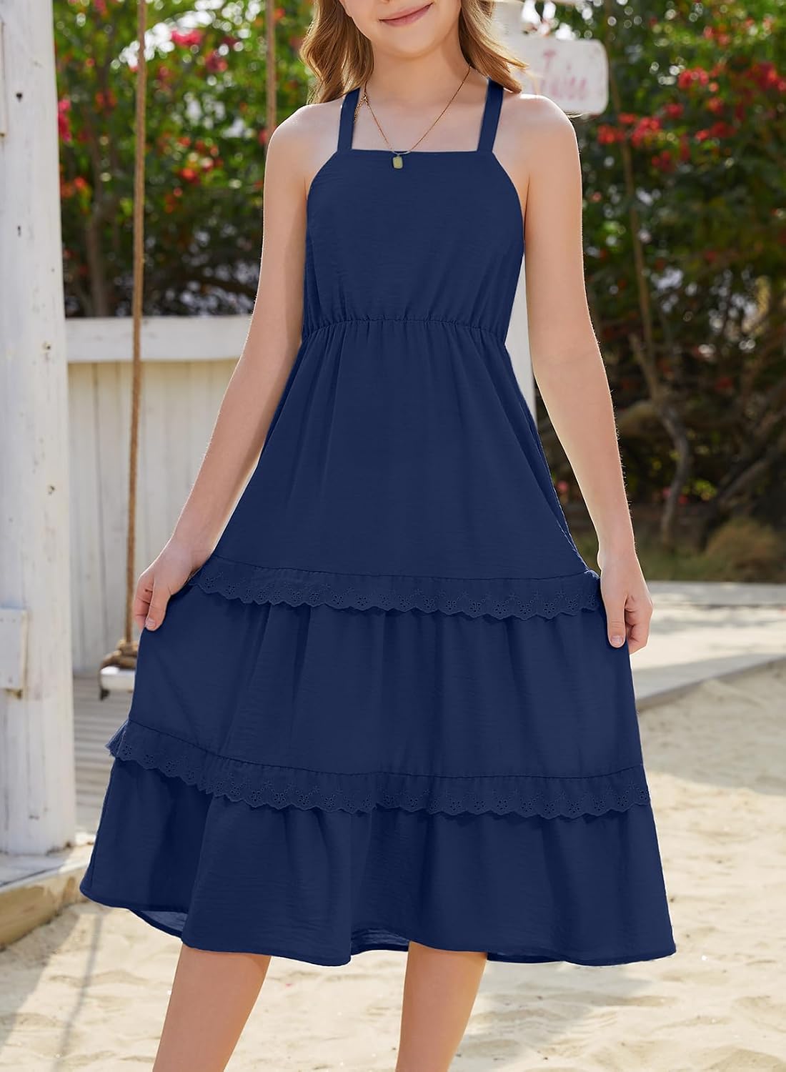 blibean Girls Summer Sleeveless Dresses Strap Sundress Size 6-15 Years