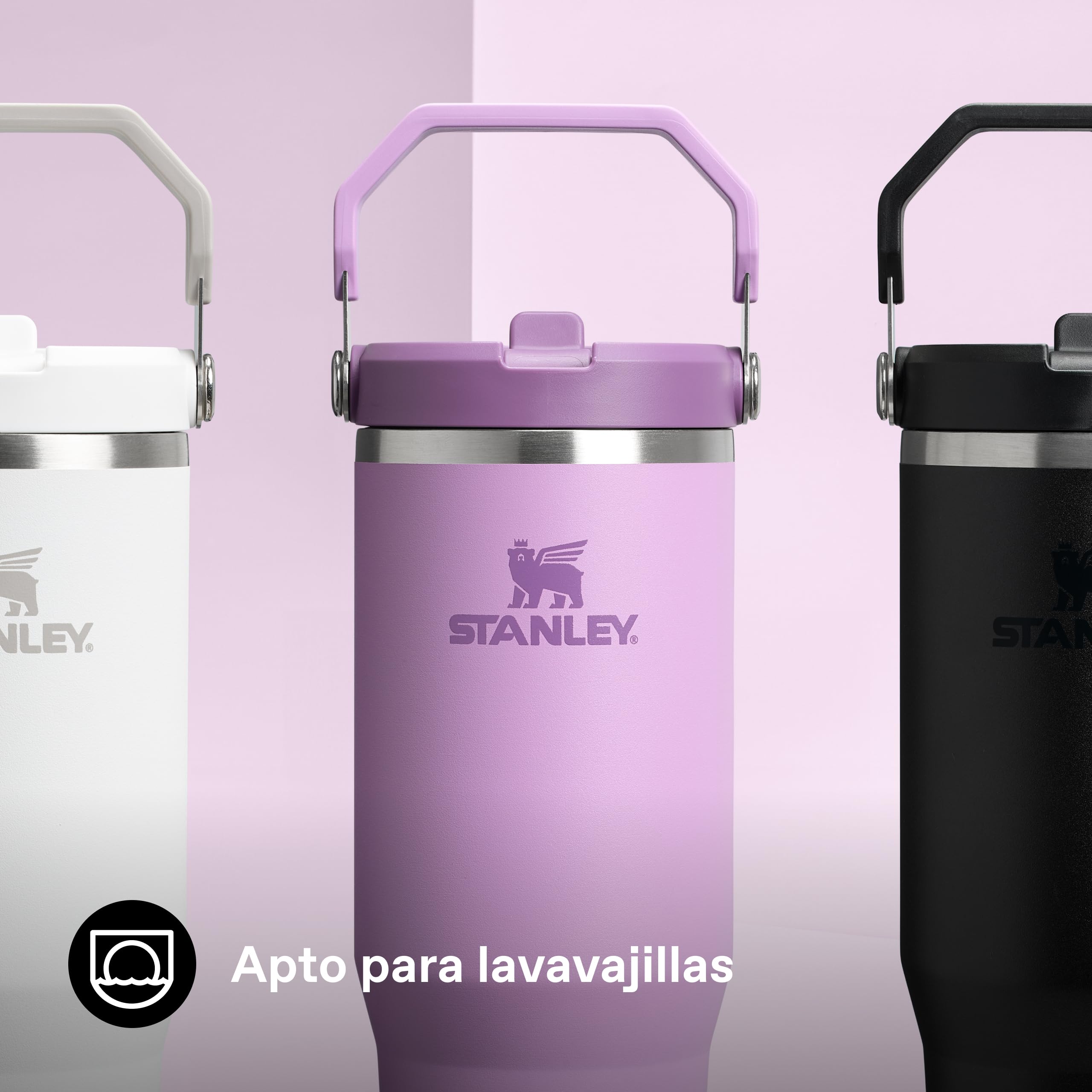 Stanley 1913 Flip Straw Botella Agua con Pajita 0.89L - Lilac | Conserva el Frío 12 Horas - Termo Agua Fria - Acero Inoxidable - Sin BPA - Fácil de llevar - Apta Para Lavavajillas