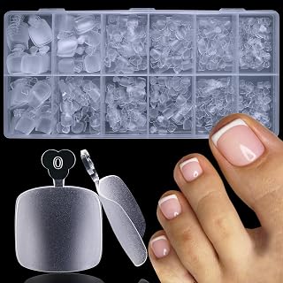 AddFavor 600pcs Toe Nail Tips Soft Gel Nail Tips Toenails Tips Clear Fake Nails Square Matte Acrylic False Toes Nails for Toe Nails Extension, Press on Toenails Making