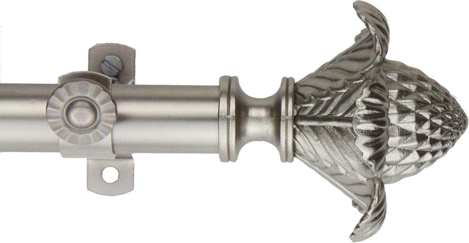 Modern Bloom Single Curtain Rod and Hardware Set Size: 66" - 120" W, Finish: Satin Nickel