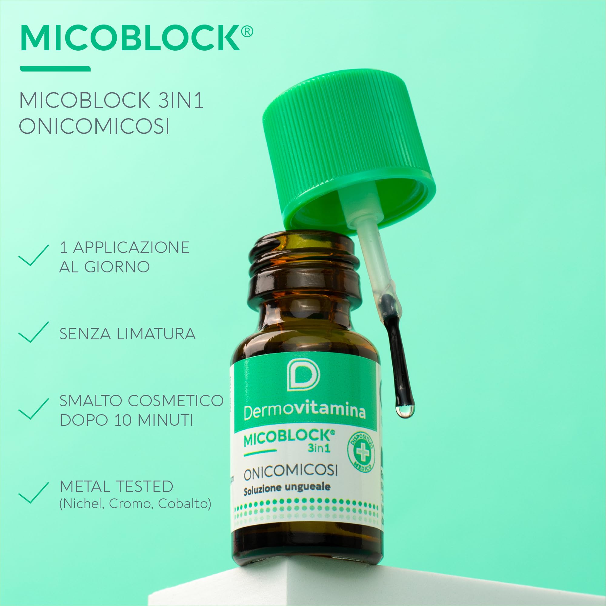 Dermovitamina Micoblock 3in1 Onicomicosi - Soluzione Ungueale Micosi + Smalto Curativo Nude - Tratta e Colora - Smalto Rinforzante Unghie Fragili - Antimicotico Unghie e Piedi - Gel 7 ml + 5 ml