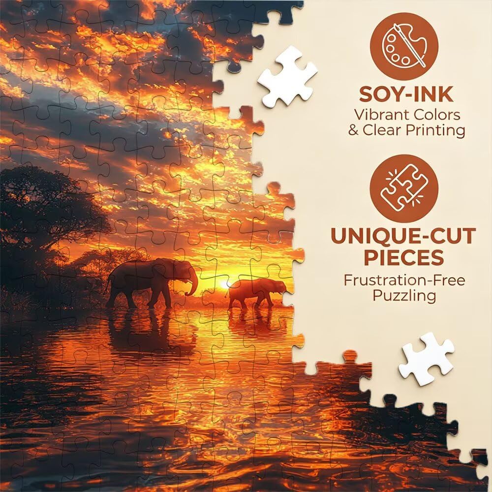 Puzzle 3000 Pezzi, Elefante Sera 3D Puzzle per Adulti Impegnativo, Educa Puzzles Artistico, Divertente E Stimolante Puzzles Decorativo per La Famiglia, Regalo e Decorazione Pareti DX0YL6-899