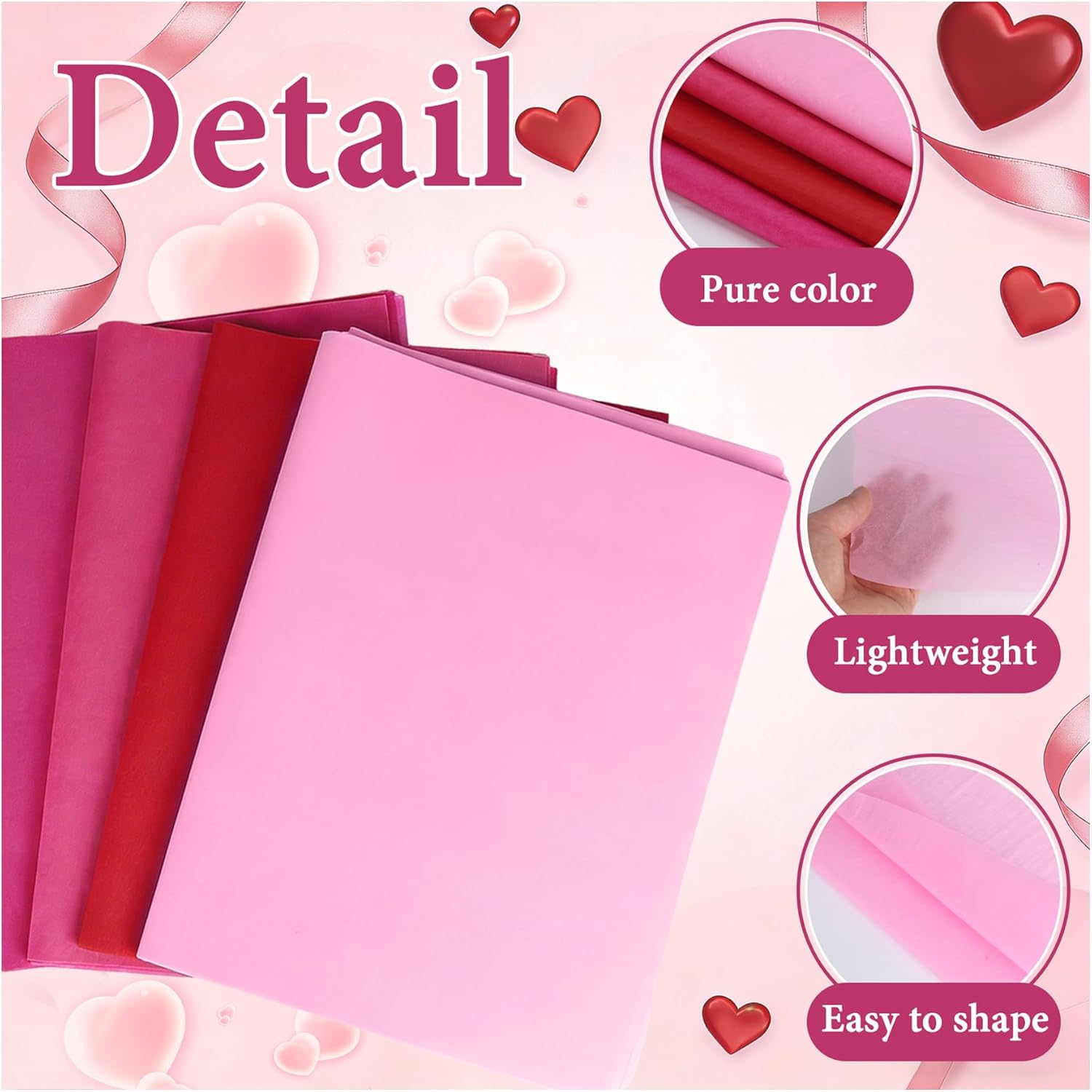 500 Sheets Pink Tissue Paper for Gift Bags, Mixed Pink Wrapping Tissue Paper Bulk for Decoration DIY Art Crafts Birthday Wedding Packaging, 14 X 20 Inches