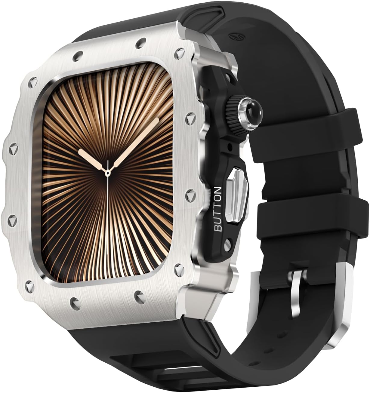 Luxury Metal Case for Apple Watch Band 46mm, Rugged Cover with Sports Bands for iWatch Series 11/10 46mm Men's Protective Case