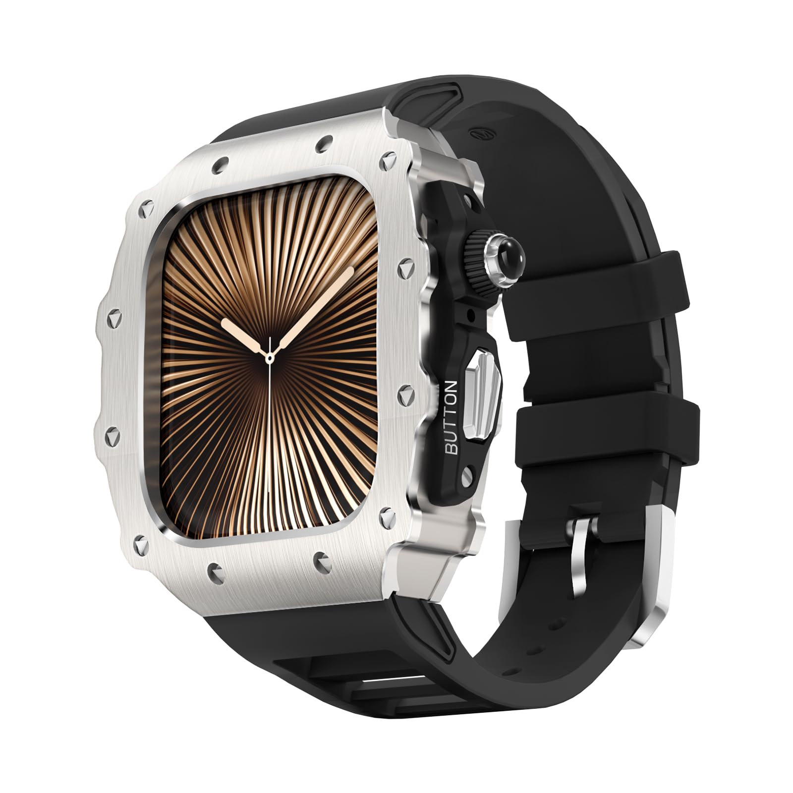 Luxury Metal Case for Apple Watch Band 46mm, Rugged Cover with Sports Bands for iWatch Series 11/10 46mm Men's Protective Case