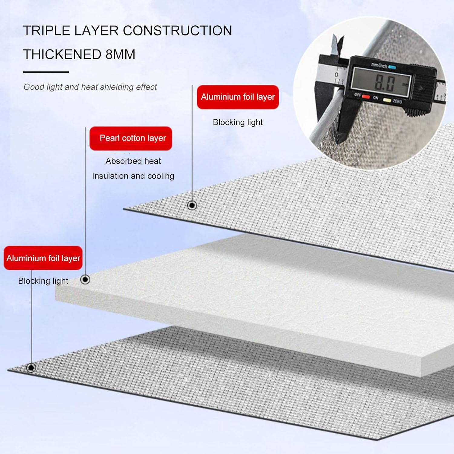 Window Film Blackout,Sun Room Heat Reflective Window Sticker,8mm Aluminium Foil Insulation Film,Sun Blocking Sun Protection Privacy Glass Film,with Suction Cups,Removable,W×H-100 * 180cm(39 * 71in)