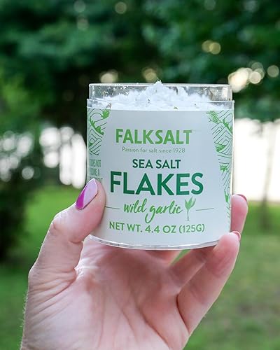 Miniatura 8 de FALKSALT  Copos de sal marina de ajo silvestre de 44 onzas  Sal de acabado gourmet  Sin OMG certificado Kosher y Halal