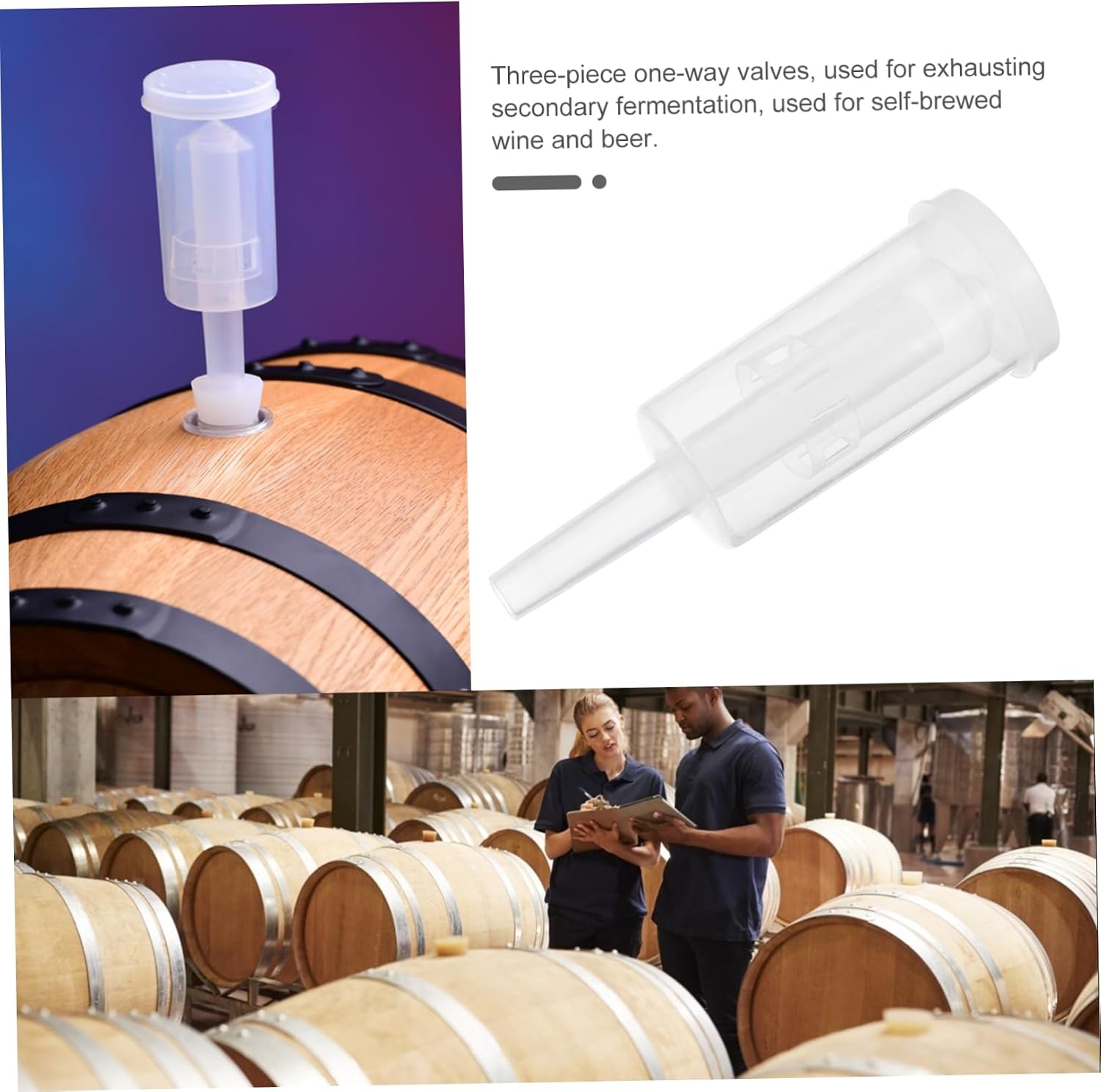 2Pcs Plastic Three Piece Check Valves for Self Brewed Wine