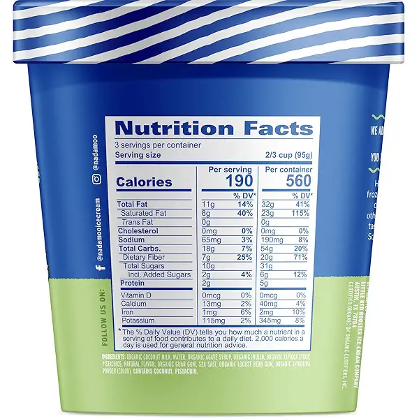 NadaMoo! Dairy-Free Ice Cream, Pistachio Nut, 16 oz (Frozen) 2