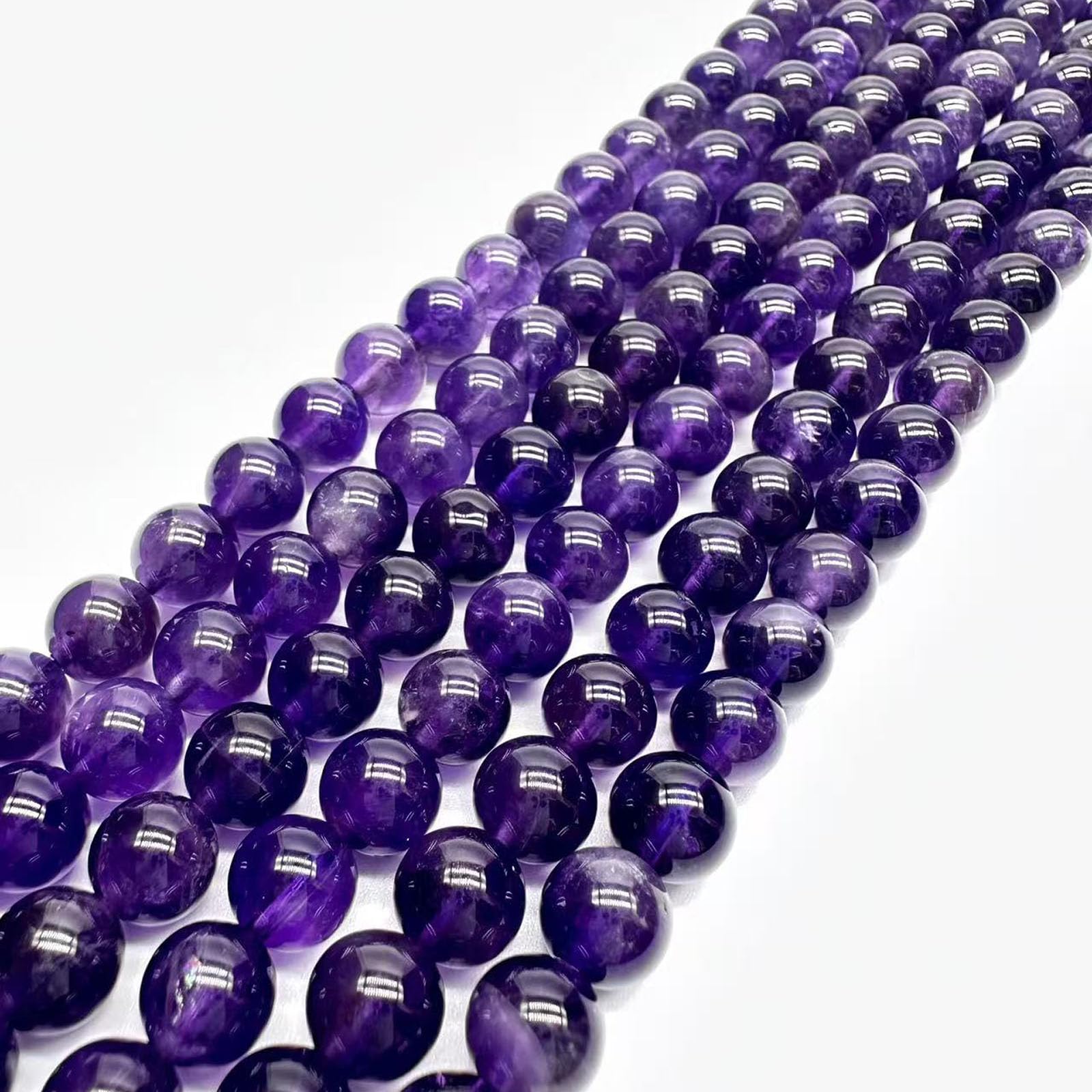 8mm Round Amethyst Natural Stone Beads for Jewellery Making, Gemstone Beads for Crafting (45-50Pcs) — image 1