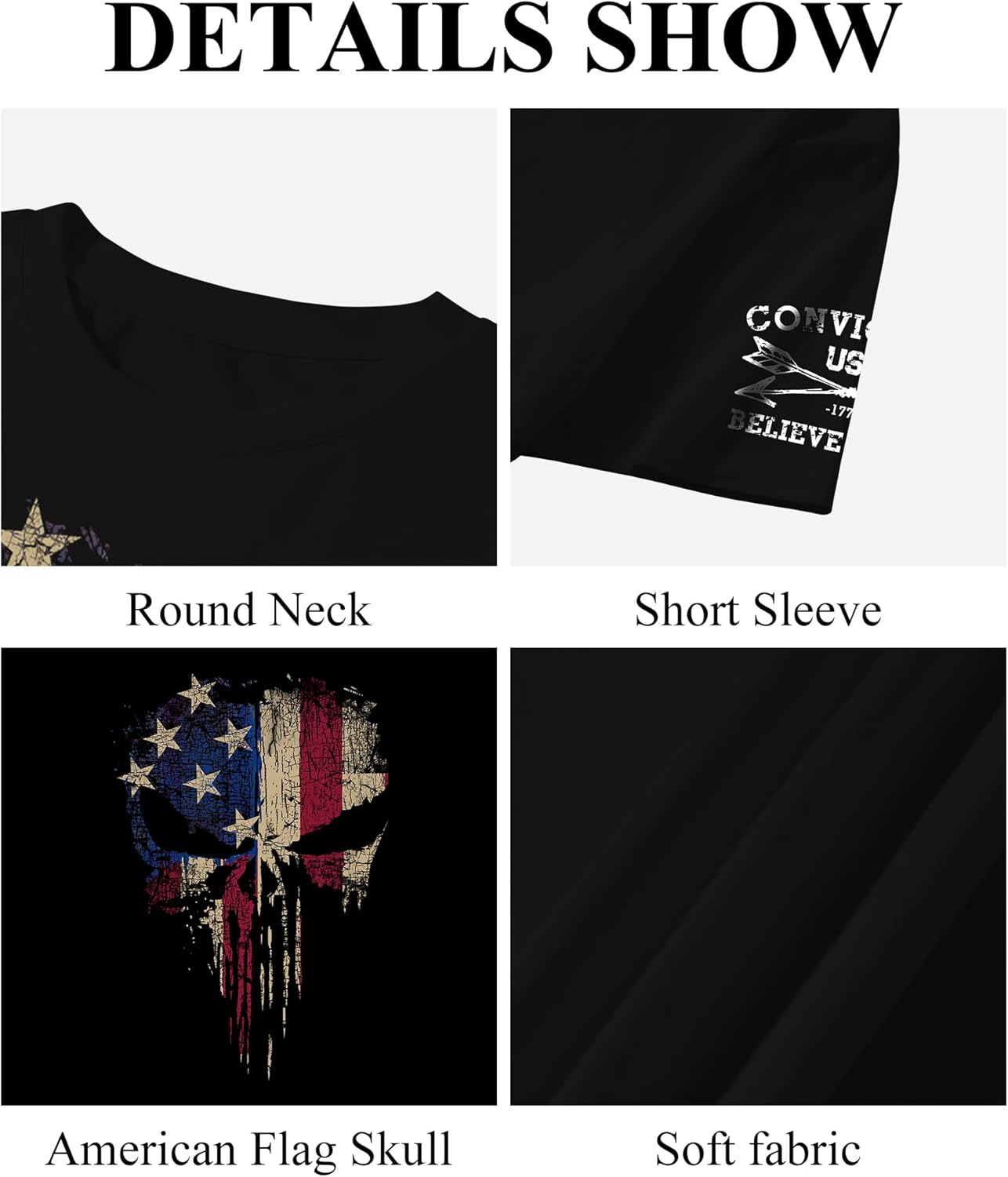 KESIHAN American Flag Skull Punisher Shirt Short Sleeve Men's Patriotic Graphic T-Shirt - Image 5