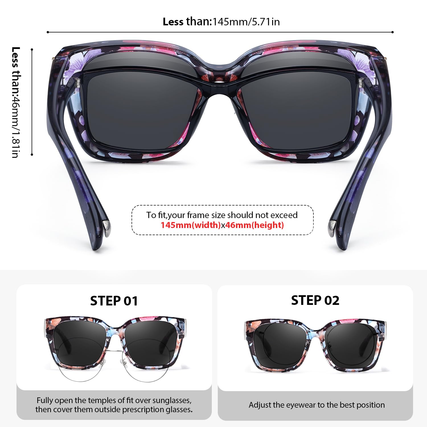VIEWBETTER Occhiali da sole polarizzati per uomo e donna, taglie forti, alla moda, eleganti, protezione UV400, S7511